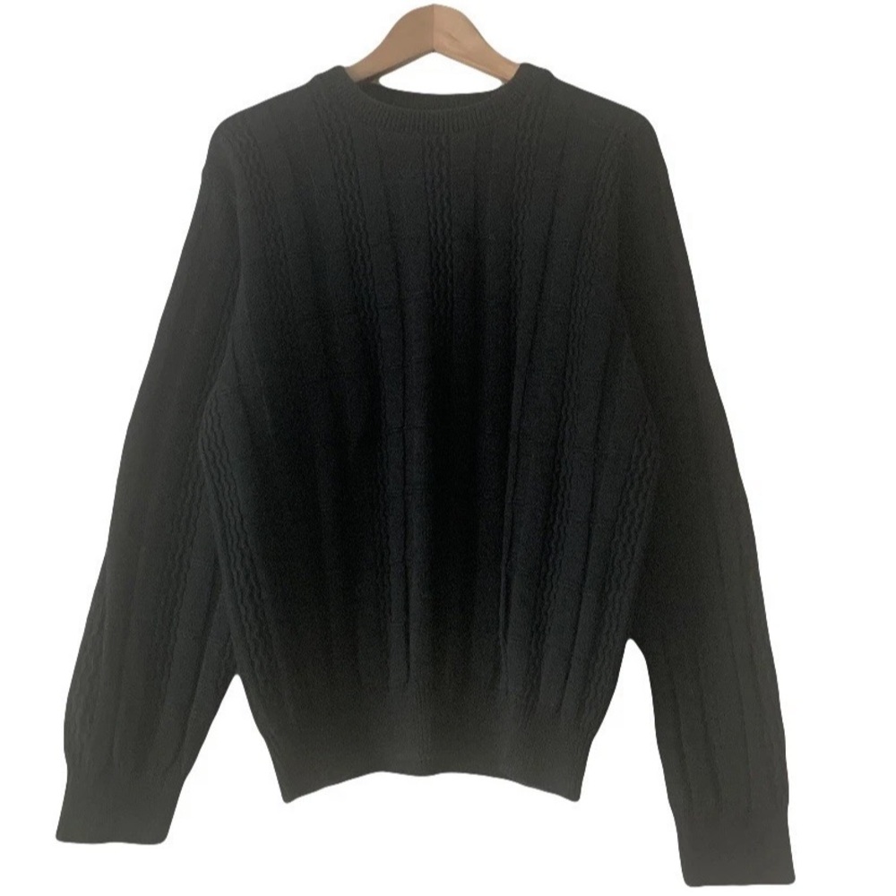 Oscar de la Renta Black Cable Knit Sweater Men’s L Old Money Fisherman Heritage